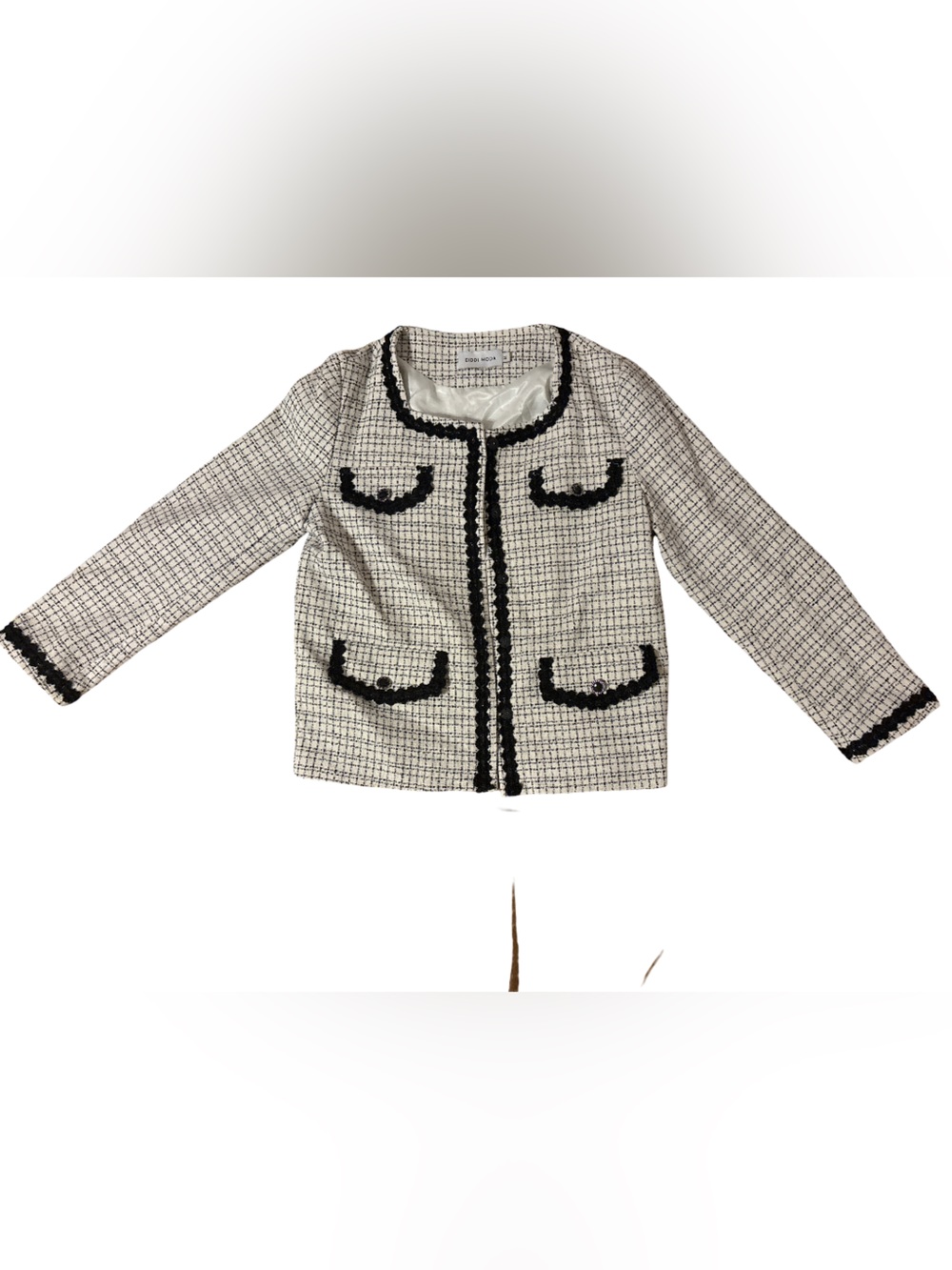 Women's White & Black Tweed Cardigan Jacket - Classic Knit